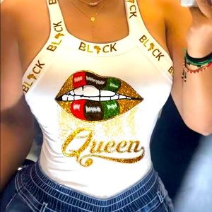 New Style Black Queen Tank Top with Bow Tie Straps